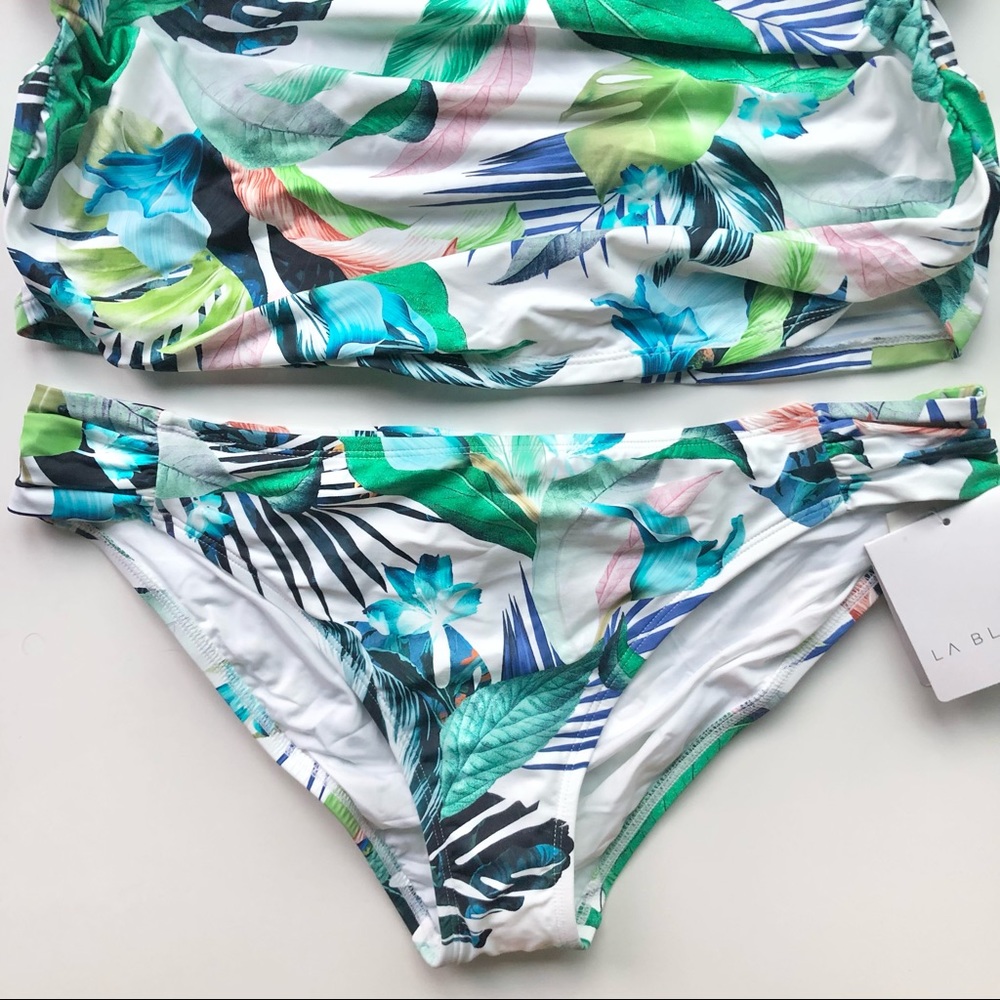 NEW La Blanca Women’s tankini 2 piece swimsuit in white/green -size 10 - Picture 3 of 10